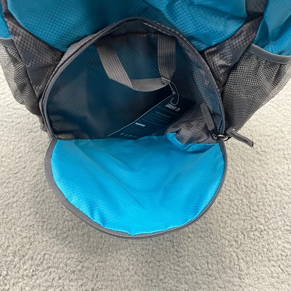 EASYFUN Packable Blue Grey Unisex One Size Hiking Travel Backpack Ripstop Nylon